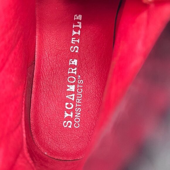 Sycamore Style Construct Obsidian Men Size 12 Red Embossed Leather Lug Boot - Picture 12 of 16